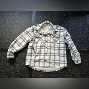 Thread & Supply Plaid Shacket for Women in Grey size medium